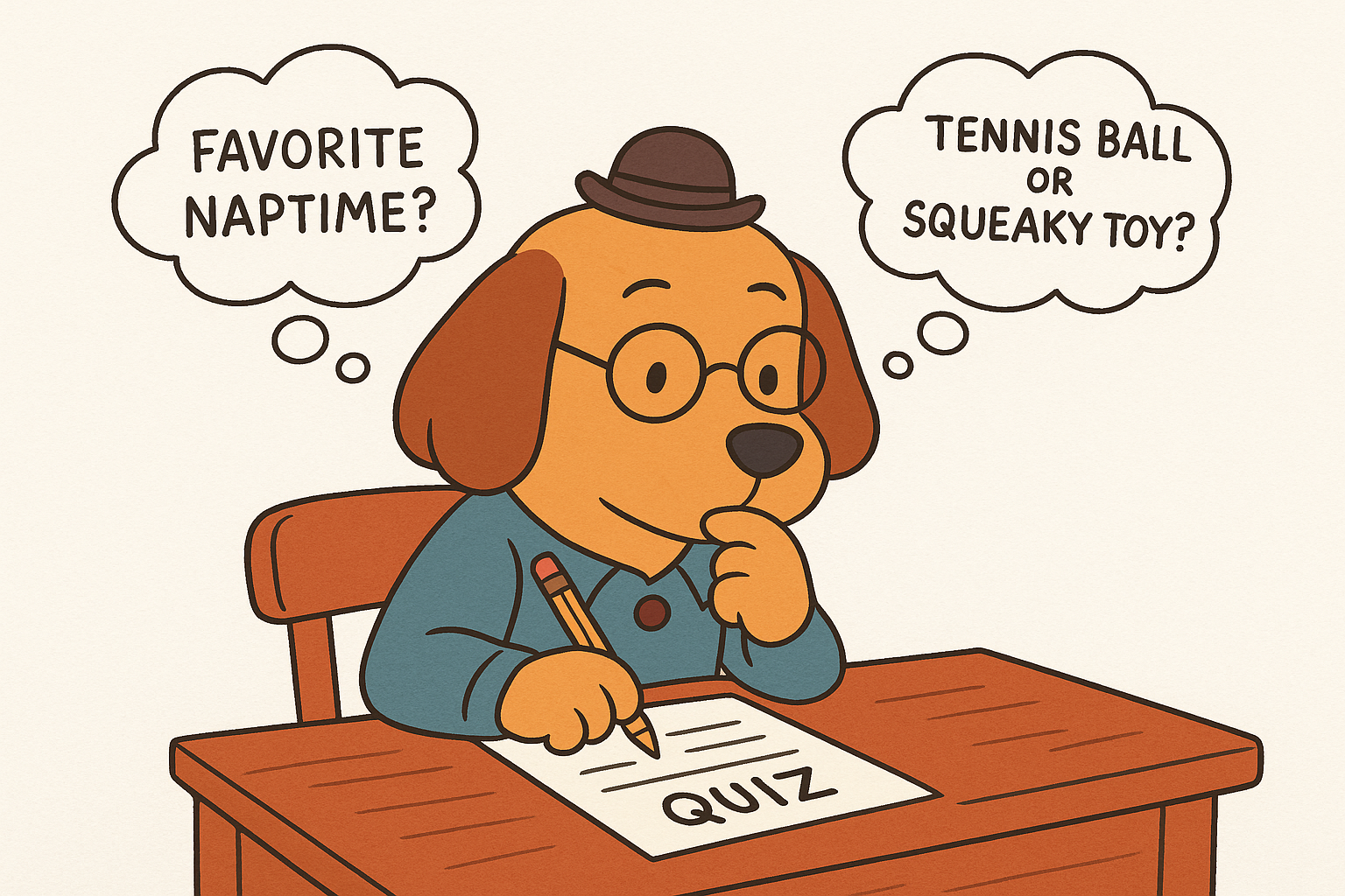 Preview of the dog personality quiz showing sample questions and results
